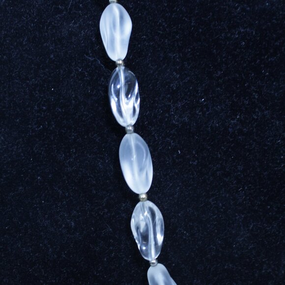 Clear Crystal Translucent Beaded Long Statement Necklace - Picture 2 of 7